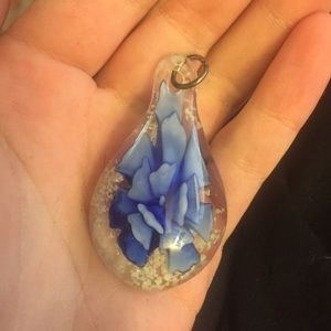 Glow in the dark glass pendent. Super hippie chic